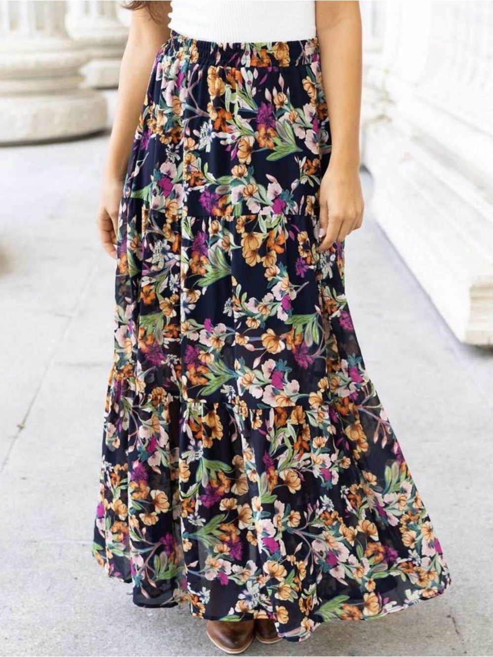 GRACE & LACE Wild Fields Floral Maxi Skirt XS